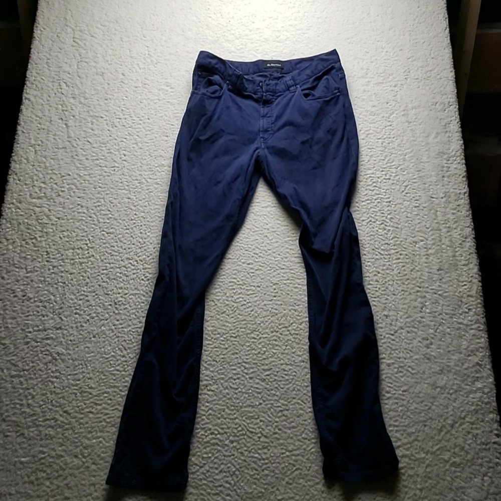 Bugatchi Pants Mens 36x32 Blue Slim Fit Stretch Chino Cotton 5 Pocket Casual